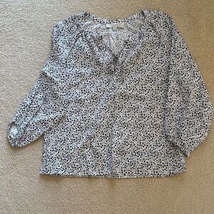 LOFT Black and White Patterned Blouse